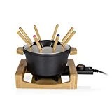 Princess Appareil à fondue Pure noir - Volume 1,5L - Habillage en bambou,