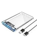 ORICO USB 3.0 Boîtier Externe pour Disque Dur 2,5', SATA III 6Gb/s, pour HDD et SSD DE 2,5 Pouces et 7/9,5 mm, sans Outil, Haute Vitesse, UASP (Transparent)
