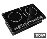 Aobosi Plaque à Induction Portable Céramique, Double Plaque à Induction 3500W Chauffe Rapide, Minuteur Régalble, Contrôles Tactiles, Cristal Polie