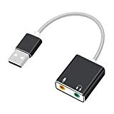 AUSWAUR Carte Son Externe Adaptateur USB Audio vers 3,5mm Compatible Neewer NW 800, PS4, Raspberry Pi, Casque Gamer, Enceinte, Microphone, Mac, Mac Mini, PC etc. Plug Play - Noir