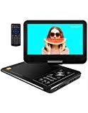 APEMAN 12.5' Lecteur DVD Portable Grand écran Pivotant 10,5' Batterie Rechargeable intégrée Carte SD USB Prise en Charge Directe Formats AVI/RMVB / MP3 / JPEG (Noir)