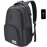 YAMTION Sac a Dos Ordinateur Portable 12-16 Pouces Homme Femme avec USB Charging Port pour Université d'affaires 35L (15.6 Pouce, B6-Noir de Carbone)