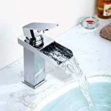 Homelody Robinet Salle Bain Cascade Mitigeur Lavabo Chromé Robinet Lavabo en Laiton Monotrou Sur Plage Robinetterie Salle de Bains Design Elégant Hauteur sous Bec 120mm
