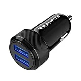 Rampow Chargeur Allume Cigare USB - Garantie à Vie - Chargeur Voiture USB Ultra Compact Double Port 4.8A/24W pour iPhone X/8/7/6, Samsung S9/S8/S7, iPad Air/Mini, Huawei, Honor et Plus - Noir