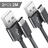 Câble USB Type C SUCESO [2M,Lot de 2] Câble USB C en Nylon Tressé Chargeur USB C Charge Rapide pour Samsung Galaxy S10/S9/S8/A7 A5 A3 2017,Huawei P20/P30/P10/P9,Honor,LG,Sony,OnePlus,Nexus,ect-Gris