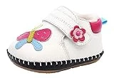 Cloud Kids Chaussures Premiers Pas pour Bébé Nouveau-Nés Garçon Fille en Cuir PU Souple Chaussons, Blanc, 18: semelle 12.5cm