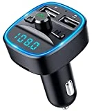 Bovon Transmetteur FM Bluetooth, Bluetooth Lecteur MP3 Adaptateur Radio sans Fil Kit Émetteur FM Voiture Chargeur avec Dual USB Ports 5V/2.4A & 1A, Appel Main Libre, Support Carte SD/Clé USB (Noir)