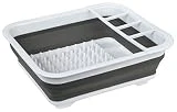 Égouttoir à vaisselle pliable Glow - Durable et compact, pour évier de cuisine portable avec poignées anti-rayures et porte-ustensiles - Idéal pour la maison, le camping, la caravane et les voyages