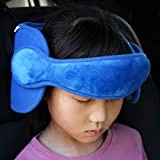 FREESOO Bébé Support de Tête de Voiture Siège de Sécurité Pour Enfant Doux Confortable Porte-Tête Fixation Ceinture Sièges de Voiture Réglable Oreiller de sécurité pour Bébé Enfant Adulte Bleu