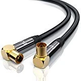 Premium 3m câble d'antenne Connecteur à angle / TV / Facteur de blindage 135 dB / Résistance 75 Ohm | Câble coaxial (Koax) HDTV / Full HD | Prise Koax sur câble Koax | Boîtier en métal / contacts plaqués d'or | noir