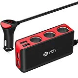 Chargeur de Voiture, Te-Rich 120W Chargeur 3 Prises Adaptateur Allume-Cigare avec 6.8A 4 Ports USB pour iPhone, iPad, Samsung, Téléphone Portable, Smartphone, Tablette PC, GPS et plus