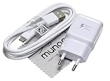 Chargeur Flash rapide pour d'origine Samsung 2A + 1,5 m câble de charge de données USB pour Samsung Galaxy S6 (G920F) avec chiffon de nettoyage mungoo