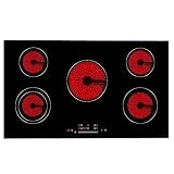 Table de Cuisson Plaque en Vitrocéramique Touch Control Intégrée 5 Foyer 7600W