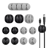 Avantree Pack de 12 Clips câbles durables, Maintient et Cache-câbles de Bureau, Organiseur et Gestion de câbles de Recharge pour TV Ordinateur PC Portable Maison et Bureau