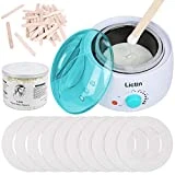 Lictin Appareil Chauffe Cire Epilation Electrique Appareil à Cire Chaude Machine Epilation Cire Pro 500ML 300g Perles de Cire Sans Douleur Hommes/Femmes avec Une Poêle Antiadhésive et 50 Bâtonnets