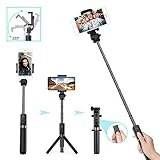 LATEC Perche Selfie Trépied, Bluetooth Selfie Stick 3 en 1 Monopod Extensible Mini Pocket sans Fil Rotation à 360 ° pour iPhone/Android Téléphones Samsung Galaxy jusqu'à 3,5-6 Pouces