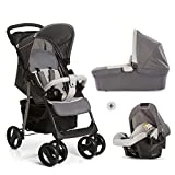 Hauck - Shopper SLX Trio Set - Poussette 3 en 1 - Cosy - Nacelle avec Matelas - sportive - jusqu'à 25 kg - Position Couchée - Porte-Gobelet - légère - pliable compacte - Stone Grey (Gris)