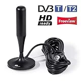 1byone Mini Antenne Intérieure TV Tige HDTV HD Numérique avec Magnétique, Aérien Super Réception pour Signaux de Télévision Analogiques TNT DVB-T et UHF/FM/VHF