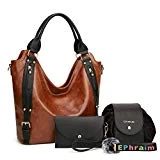 Ephraim Sac a Main Femme Sac a Main Cuir Synthétiqu Sac Fourre Hobo Grand Sac Bandouliere de la Mode Sacs Portés épaule Femme 4pcs Set fourre-tout Marron