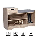 Wonderhome Banc de Chaussures Armoire à Chaussures Armoire de Rangement en Bois Organisateur de Placard avec Coussin de siège pour Couloir et Salon(Marron 2)