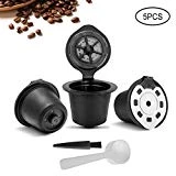 Capsules de Café Rechargeables, KOBWA 3PCS Capsule Filtre de Café Réutilisables Compatibles avec Nespresso + 1 Cuillère Plastique + 1 Brosse de Nettoyage
