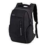 Xnuoyo Sac à Dos Ordinateur Portable, 17,3 Pouces Laptop Backpack Étanche Sac à Bandoulière Laptop avec Chargeur USB et Port de Casque, Sac à Dos PC Portable pour Collège Affaires et Voyage, Noir