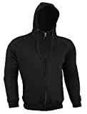 Blindé Sweat à Capuche Moto d'été Veste à Capuche pour Homme à Fermeture Éclair Amovible Armor Bikers - Noir - Noir - Small