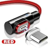 i-Tronixs (Rouge) 2M Angle Droit, 90 Degrés [Forme L] Cordon de Charge tressé en Nylon magnétique Syncde données USB Powerline [Charge Rapide] Câble Durable pour Yezz Andy 4EL2 LTE