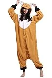 Pyjama Animal Adultes Kigurumi Cosplay Orange Renard Animal pour Unisexe, Orange, M (fit pour Hauteur 156-168cm)