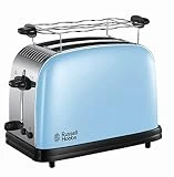 Russell Hobbs Grille Pain Extra Large, Toaster Colours Plus, Technologie Cuisson Rapide Uniforme, Contrôle Brunissage, Chauffe Vionnoiserie Inclus - Bleu 23335-56