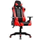 IntimaTe WM Heart Racing Chaise De Bureau Fauteuil Gamer Pro En Similicuir Inclinable 135˚ Avec Appui Tête Et Soutien Lombaire Ajustable, Rouge