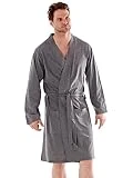 Hommes Robe De Chambre Lighweight 100% Coton Pur Jersey Été - Anthracite, Homme, L