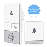 Sonnette Sans Fil Étanche Exterieur Sans Pile, AUOPLUS 300 Mètres de Portée Kit Carillon de Porte Sans Fil avec 1 Récepteur Enfichable, 38 Mélodies Réglables, Flash LED pour Maison, Bureau et Boutique