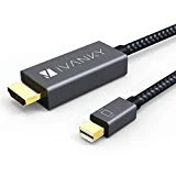 iVANKY Câble Mini DisplayPort vers HDMI 2m - Câble HDMI Mac en Nylon Tressé - Mini DP/Thunderbolt vers HDMI pour Apple MacBook Pro/Air, iMac, Microsoft Surface Pro et d'autres - Gris