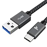 RampowT01 Câble USB Type C à USB 3.0 - Câble USB C Nylon Tressé en Fibre avec Connecteur Ultra Résistant - Chargeur USB C Charge/Synchro Ultime Rapide - 1m/3.3ft - Gris Sidéral