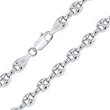 Planetys - Chaîne Maille Grain de Café Creuse 5.6 mm Argent 925/1000 Rhodié 45 cm