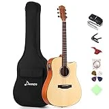Donner Guitare Folk Electro-Acoustique Dreadnought 41 Pouces Pan Coupé Avec Housse