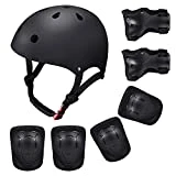 SKL Casque de vélo de Scooter BMX pour Enfants,Genou en Gel, protège-Coudes et protège-Mains (Noir)