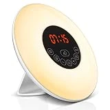 Réveil Lumière, Elfeland Lampe Réveil 7 Couleurs Multifonctionnel Eveil Lumière Veilleuse LED RGB Tactile Contrôle Sunrise/Sunset/Snooze/Radio FM/6 Sons Naturels/10 Niveaux de Luminosité