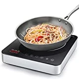 Aobosi plaque à induction, vitrocéramique avec plaque à affichage à LED à affichage numérique, plaque de cuisson à induction, bouton de commande tactile, minuterie 2000Watt