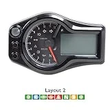 ACE-6556-HB Outil de moto multifonction Noir LO2 tachymètre compteur 12000 RPM montre et tan