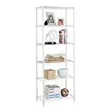 LANGRIA Etagère de Rangement en Métal avec 6 Tablettes en Maille Métallique pour le Stockage dans la Cuisine, Chambre, Salon, SDB, Garage, Capacité Charge 30kg, Blanc