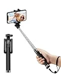Mpow Perche Selfie Bluetooth, Obturateur à distance Bluetooth intégré à monopode extensible pour iPhone XS Max/X/ 8/ 7/ 7 plus/ 6s/ 6, Galaxy S10/ S10e/S9/Note 9, Android Smartphones (Noir)