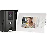 KKMOON Sonnette Vidéo Interphone,visiophone intercom avec 7 Pouces LCD Moniteur,Sonnette Visuelle de Porte avec 1pcs CCTV Camera Extérieure Sécurité,Vision Nocturne,Déverrouillage à Distance,Filaire
