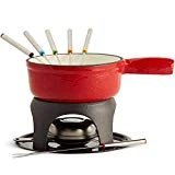 VonShef Service à Fondue - Caquelon en fonte - Brûleur - 6 fourchettes à fondue