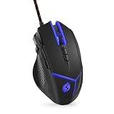 TopMate Souris Gamer Filaire RVB - 4000dpi | Poids personnalisé 5g chacun | design ergonomique | LED | 9 touches | Noir