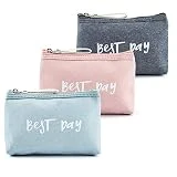 Insour Trousse de Toilette Femme, Lot de 3 Sac a Main Maquillage, Pochette de Maquillage Pour Sac a Main, Trousse de Maquillage Femme (3 Couleurs)
