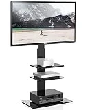 FITUEYES Meuble TV Pied avec Support Pivotant pour Téléviseur de 32 à 65 Pouce Ecran LED LCD Plasma avec 3 Etagères TT307001MBUK