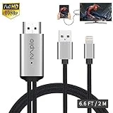 Câble HDMI pour iPhone iPad 2M/6.6ft - MPIO Lighting 1080P HDTV AV Adaptateur, iPhone à TV HDMI Câble pour iPhone XR, X, 8, 7, 6, iPad Air, Mini, Pro, iPod Touch TV Projecteur - IOS 9 à 12