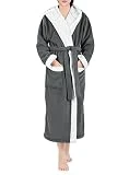 Genuwin Peignoir en Polaire Femme Lot de 1 Robe de Chambre en Velour et Cachemire Capuche/Poches/Ceinture - Chaud Doux Anti-bouloché
